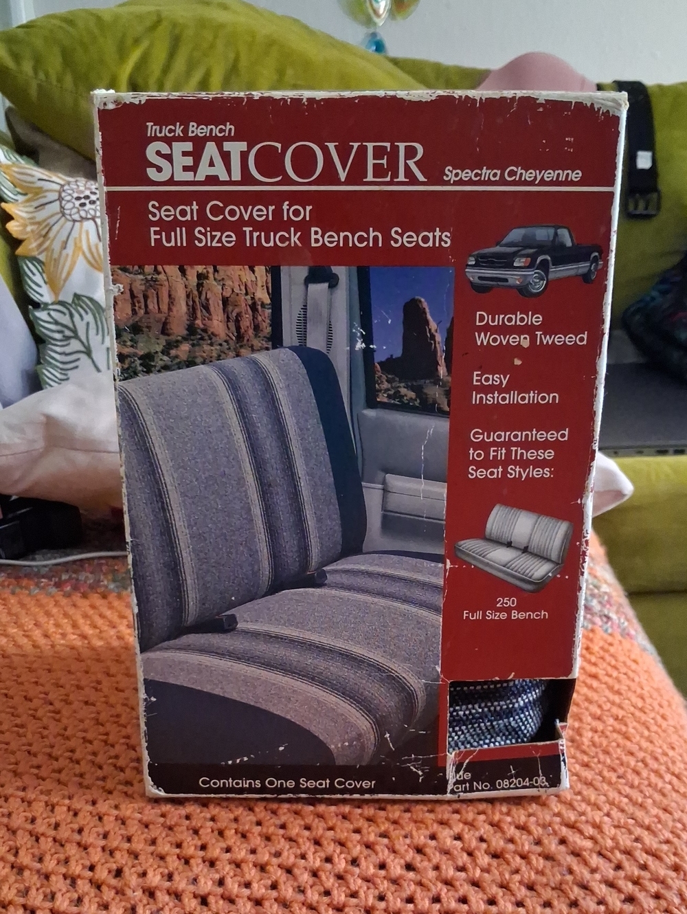 Vintage New Old Stock Full Size Truck Bench Seat Cover - Gray/Black